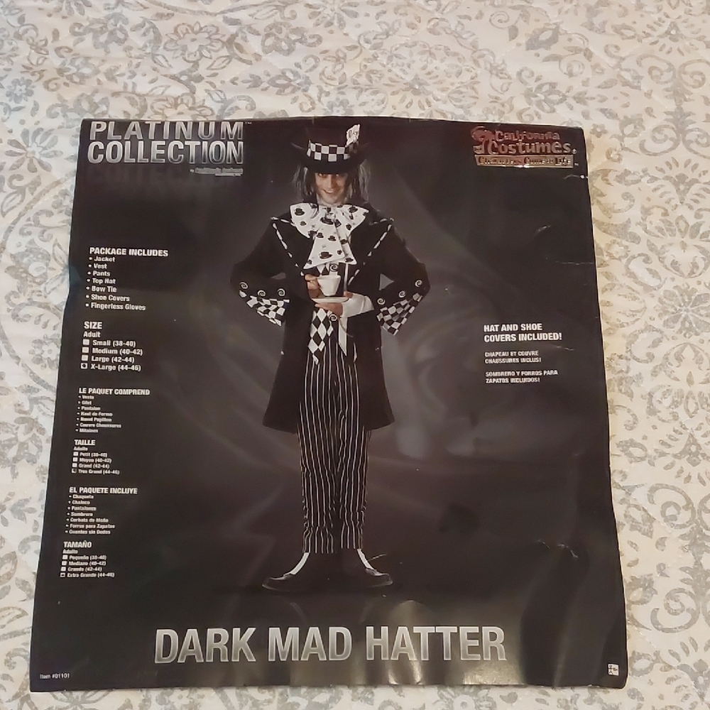 California Costumes Dark Mad Hatter Adult Outfit - Black and White